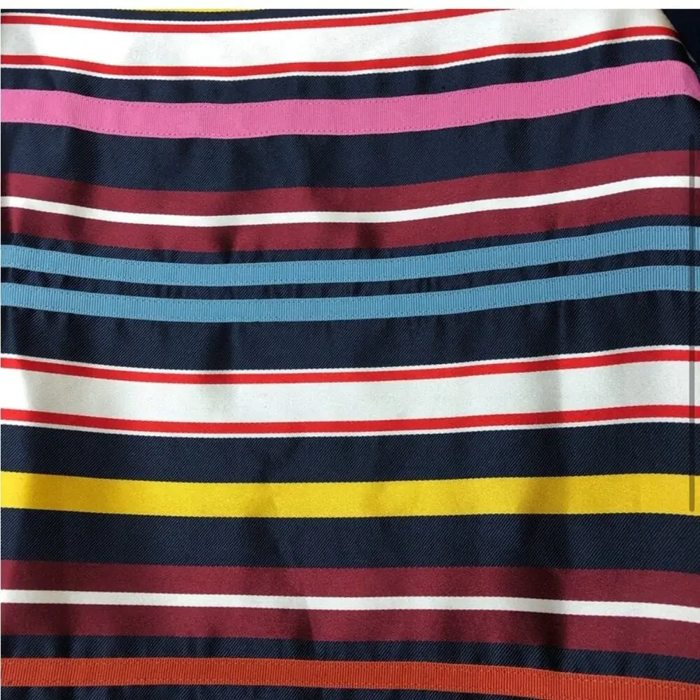Lands end girls navy blue and multicolor striped dress